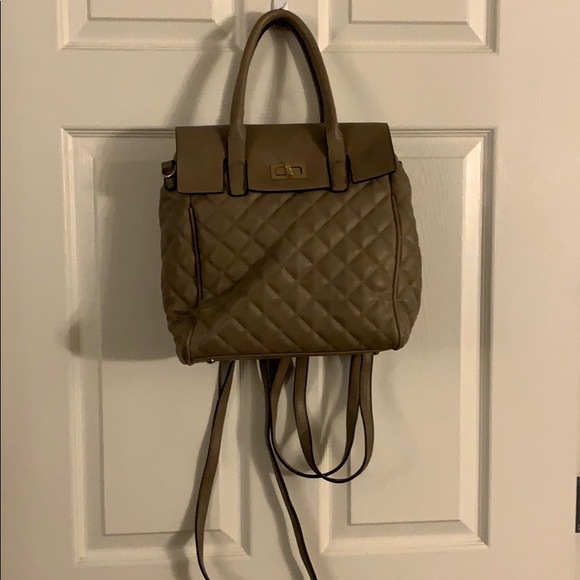 Olive Green Quilted Backpack - Picture 2 of 4